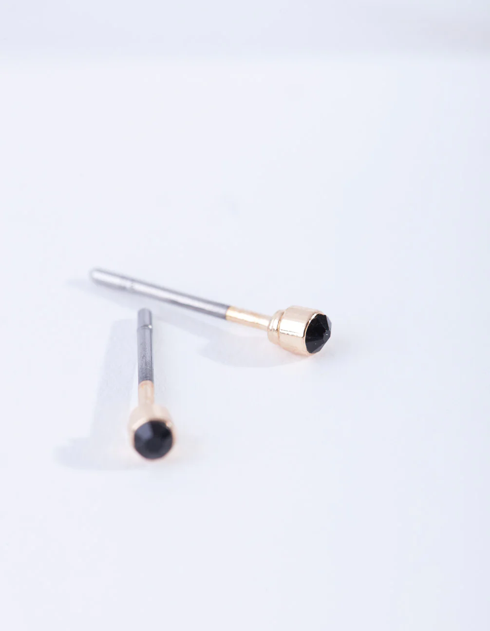Black Tiny Diamante Stud Earrings - Image 2
