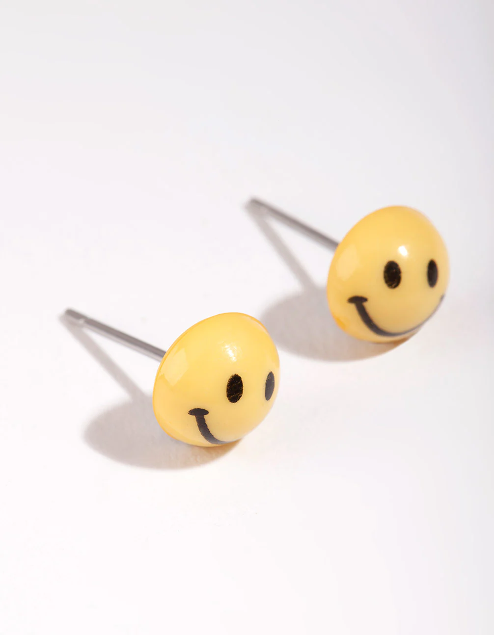 Yellow Mini Smiley Stud Earrings - Image 2