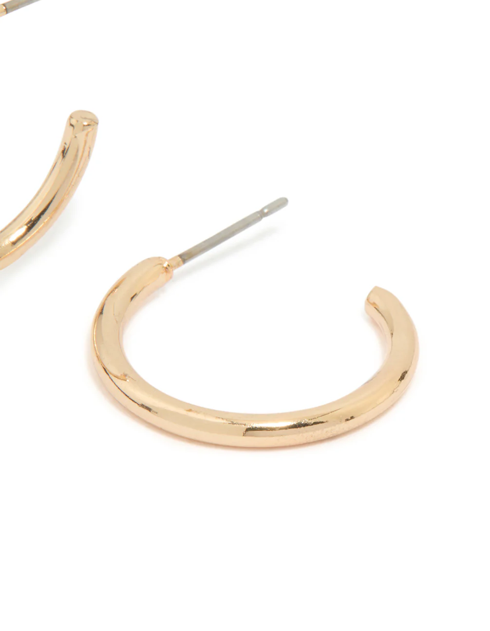 Gold Small Plain Hoop Earrings - Image 3