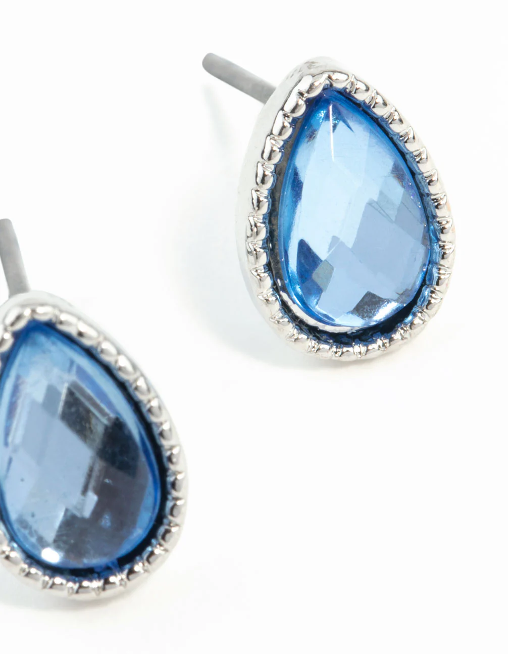 Blue Teardrop Stud Earrings - Image 11