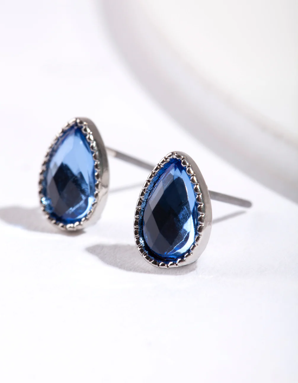 Blue Teardrop Stud Earrings - Image 6