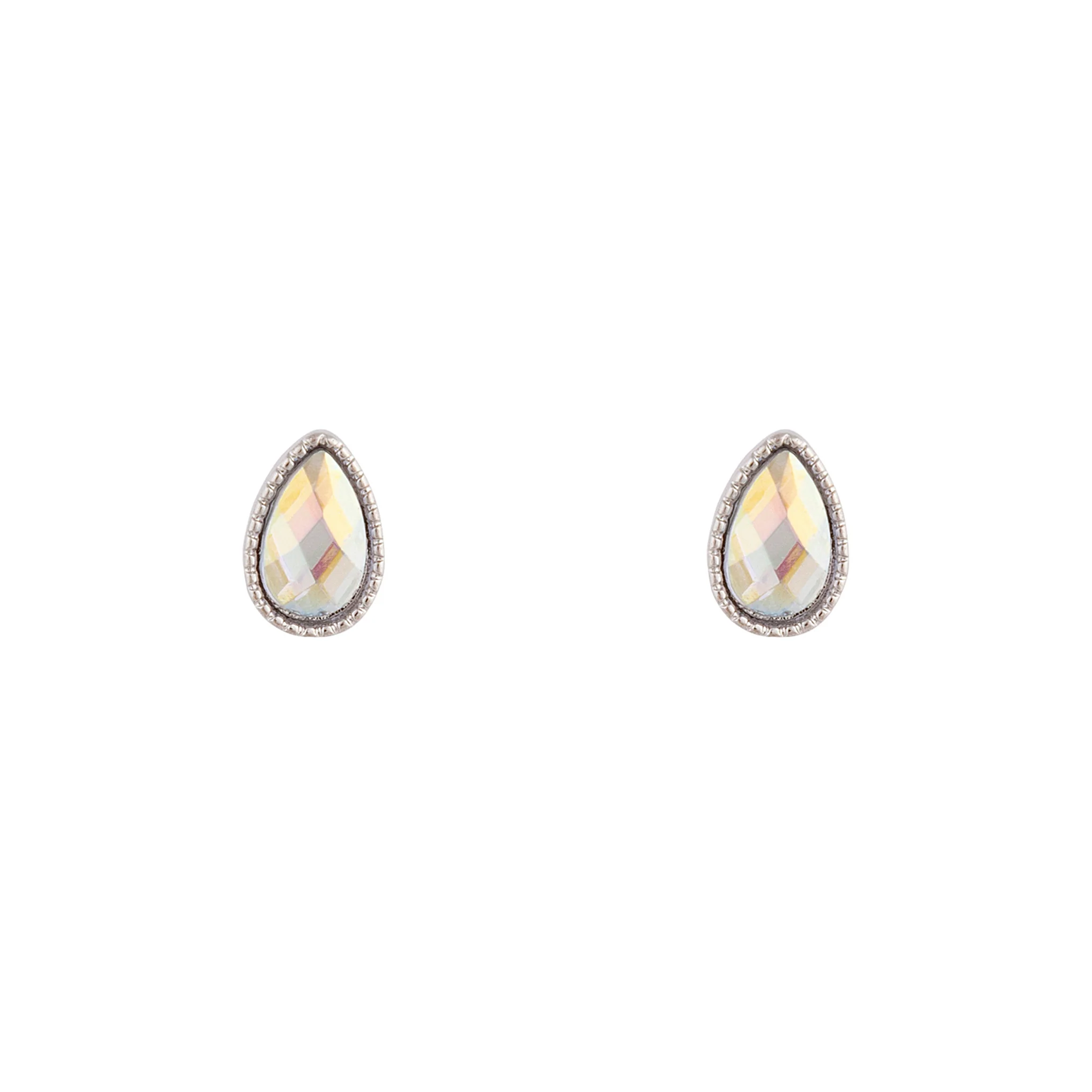 Silver Reflective Teardrop Earrings