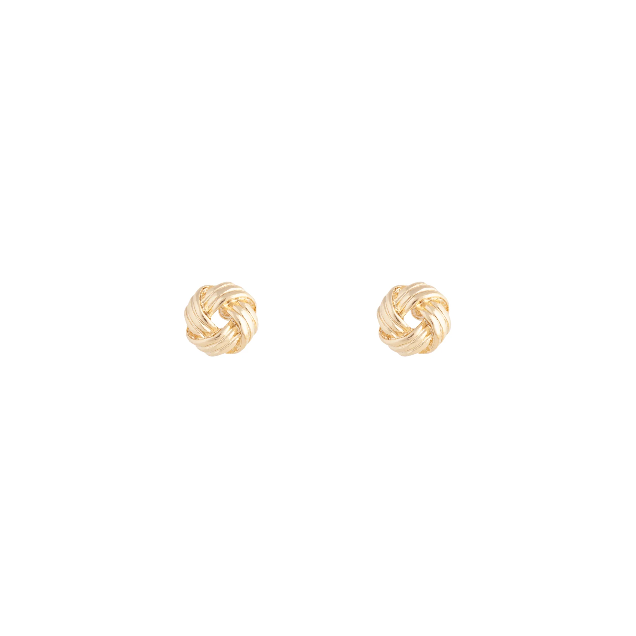 Gold Textured Knot Stud Earrings - Image 2