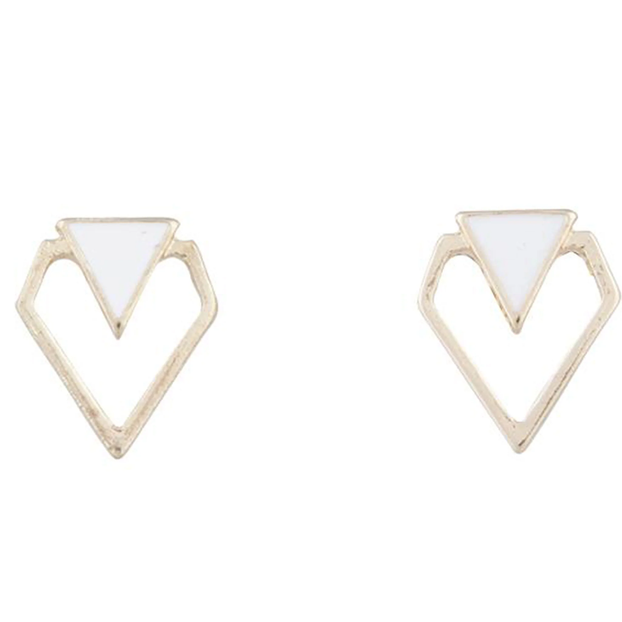 White & Gold Mini Geometric Stud - Image 2