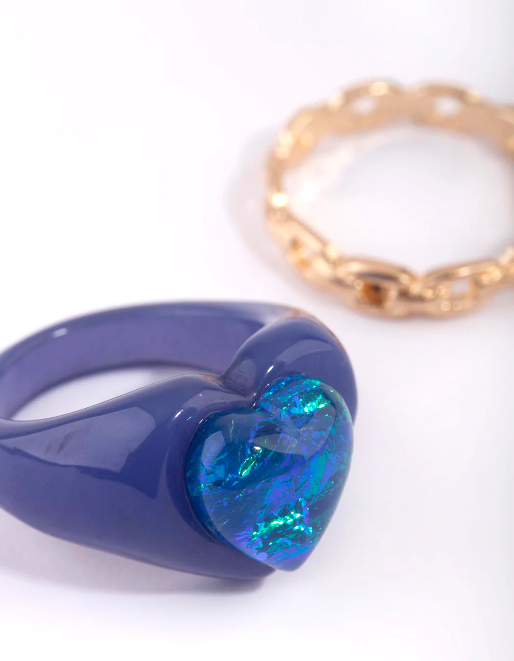 Blue Heart Plastic Ring Set - Image 2