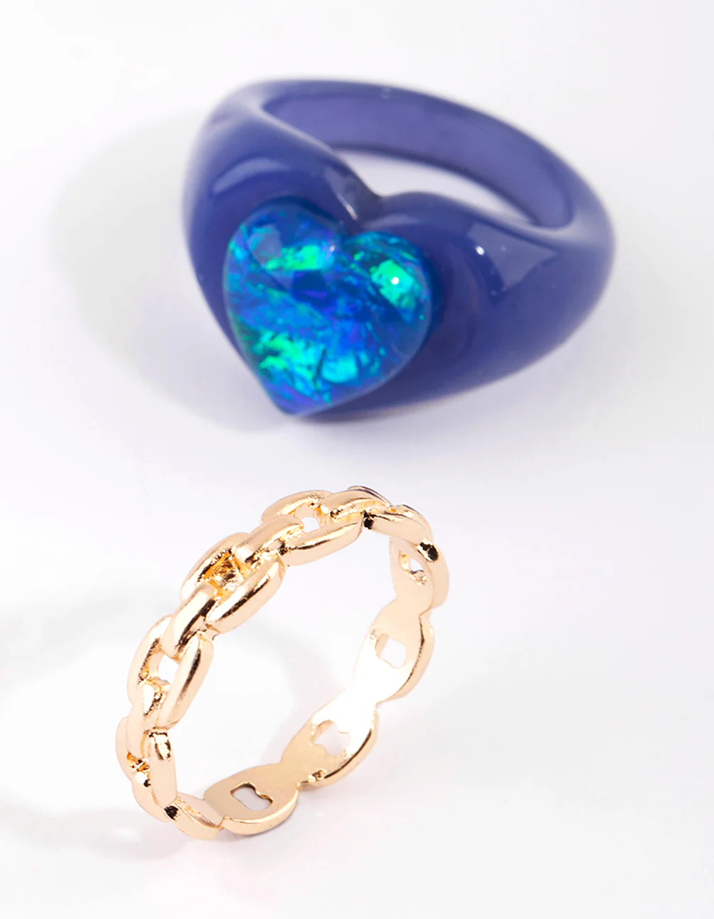 Blue Heart Plastic Ring Set - Image 3