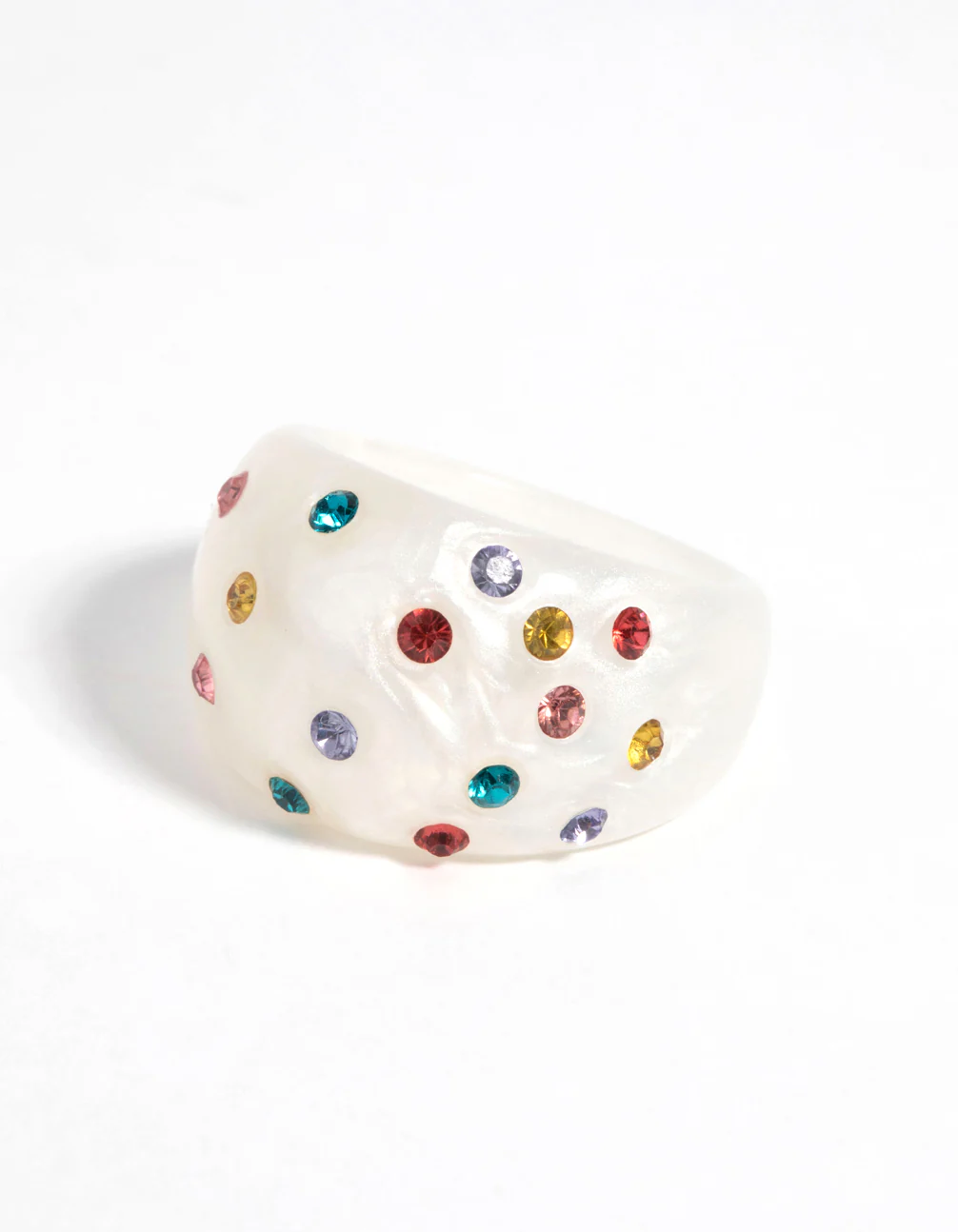 90s White Ring with Diamantes - Image 2