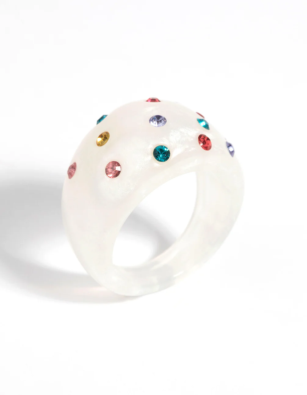 90s White Ring with Diamantes - Image 3