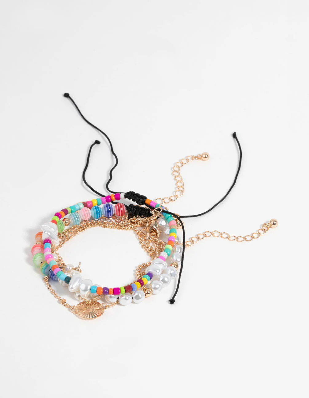 Colourful Bead & Pearl Bracelet 5-Pack - Image 3