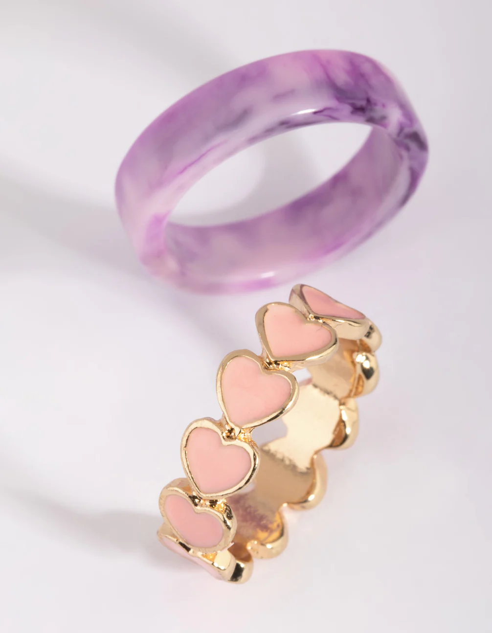 Pink Heart Plastic Ring Set - Image 2