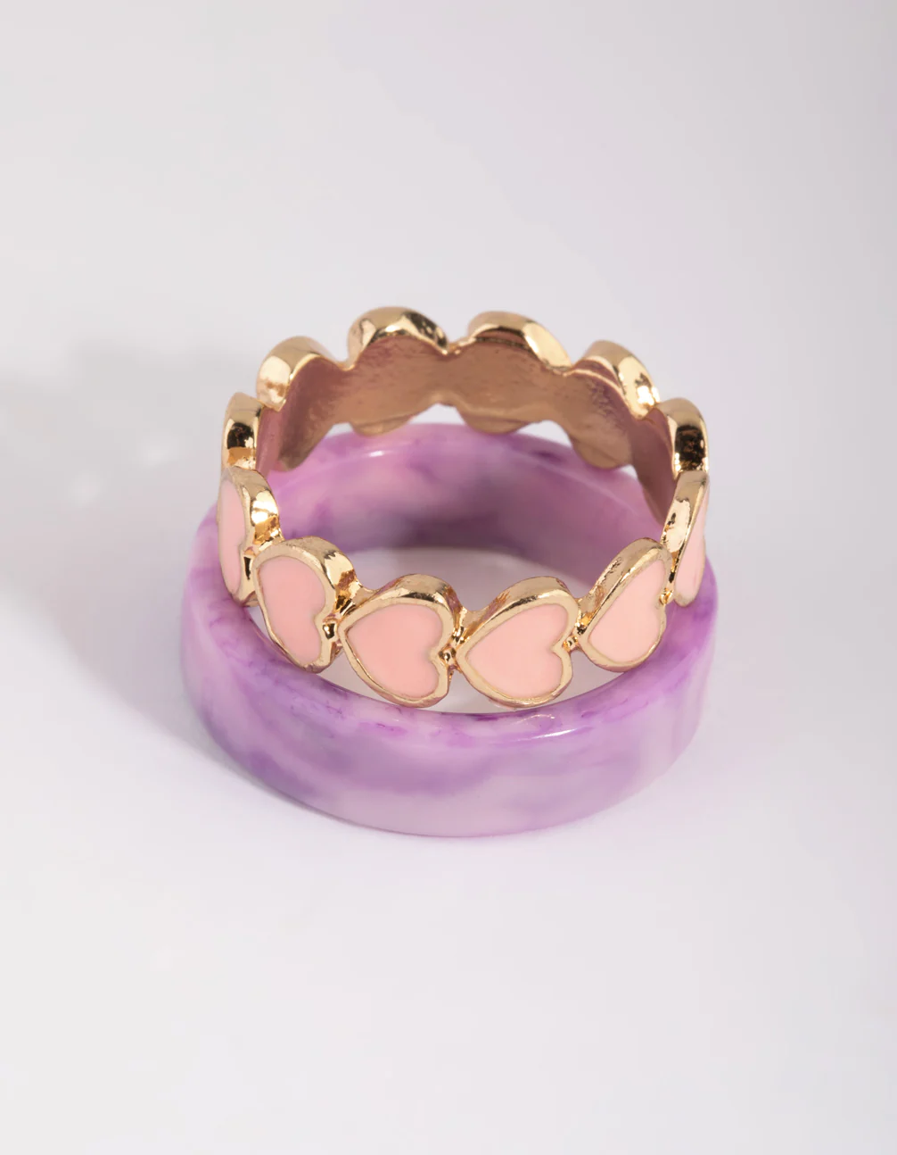 Pink Heart Plastic Ring Set - Image 3