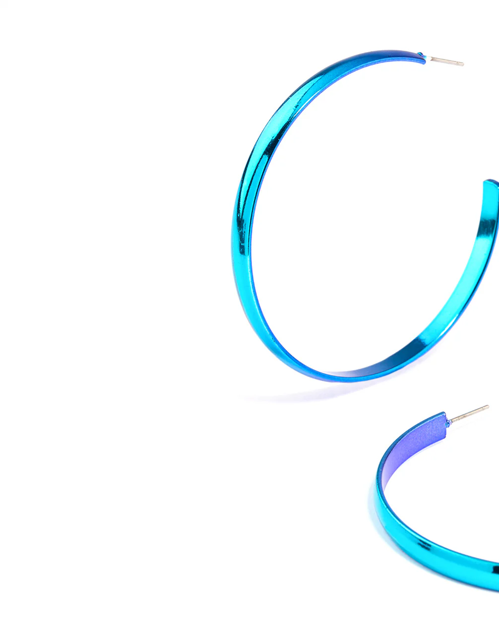 Blue Shiny Smooth 58mm Hoop Earrings - Image 2