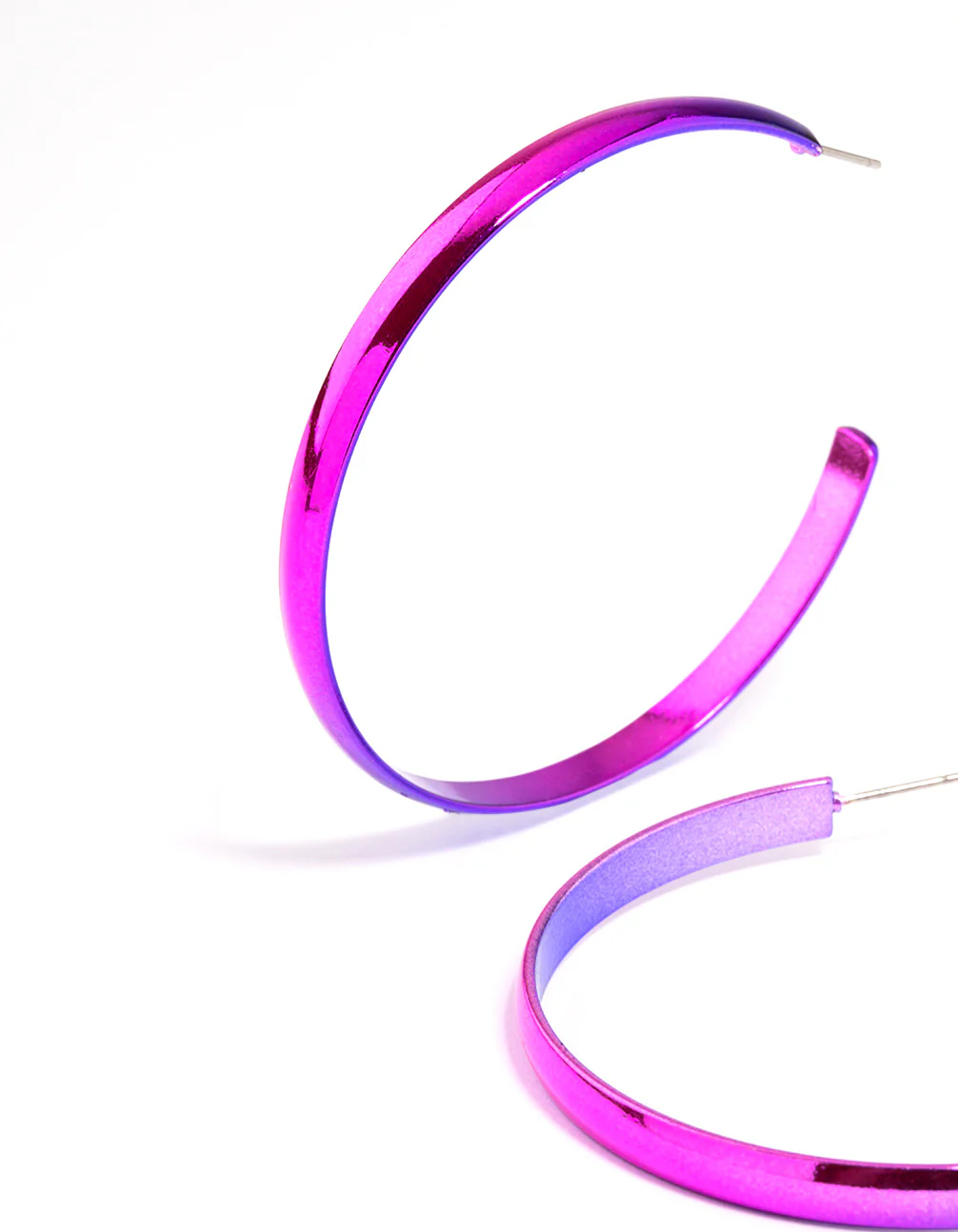 Pink Shiny Smooth 58mm Hoop Earrings - Image 2