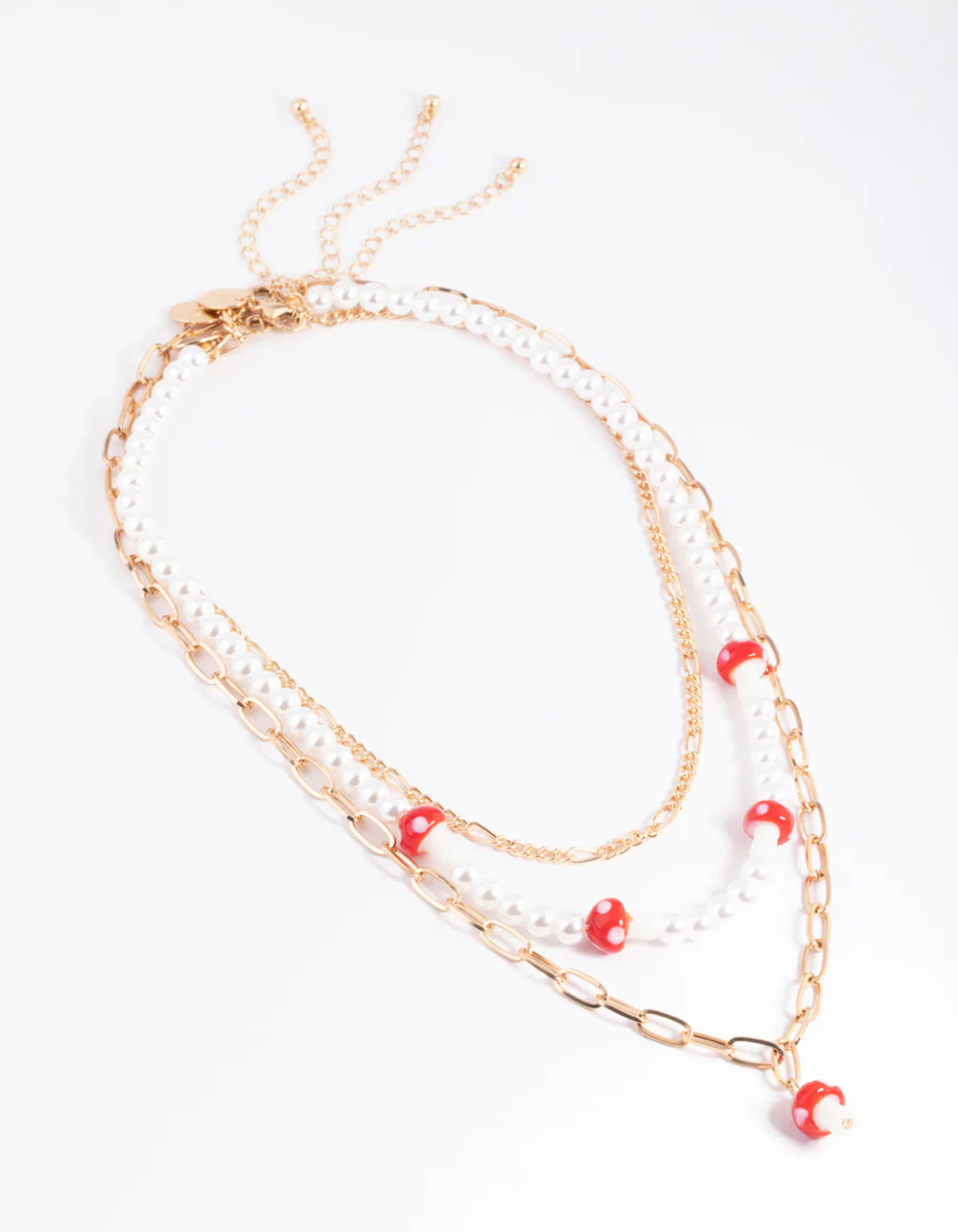 Gold Row Pearl Mushroom Necklace - Image 2