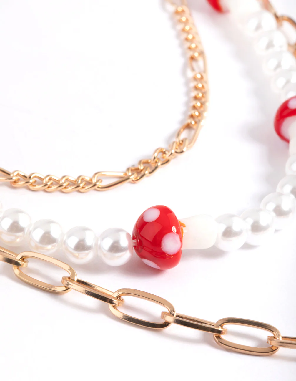Gold Row Pearl Mushroom Necklace - Image 3