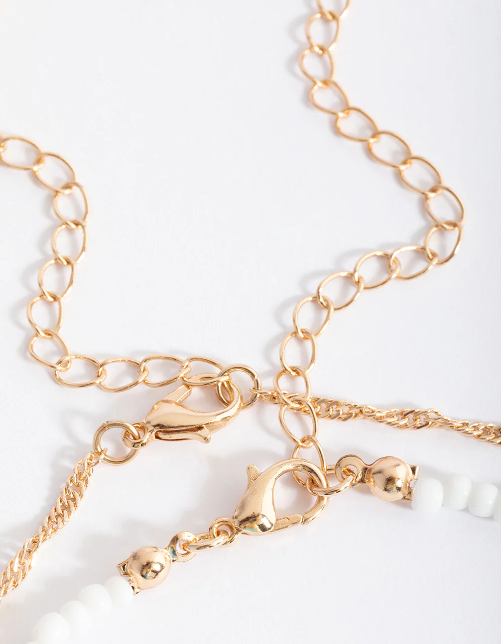Gold Cherry White Bead 2-Row Necklace - Image 3