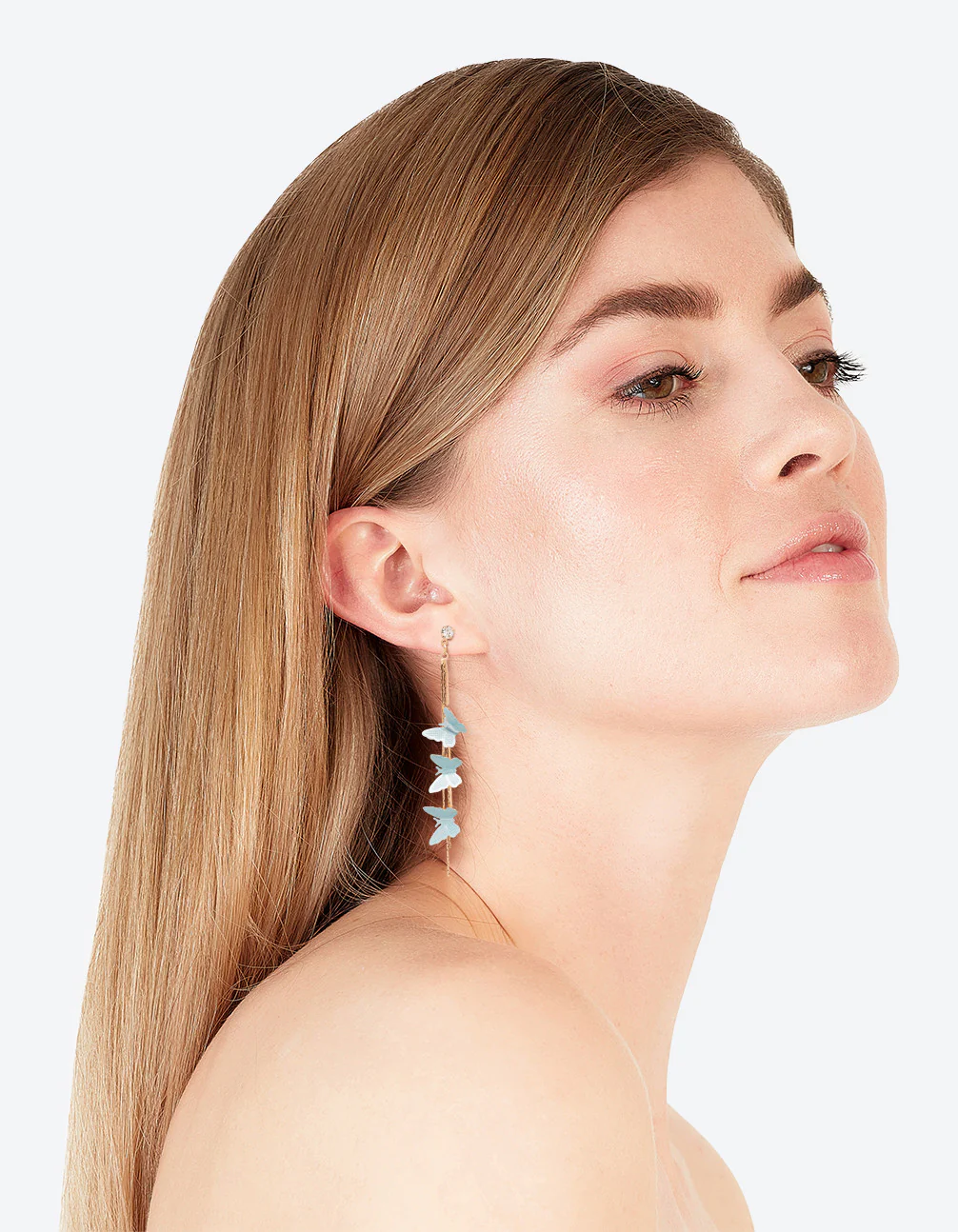 90s Blue Butterfly Drop Earrings - Image 2