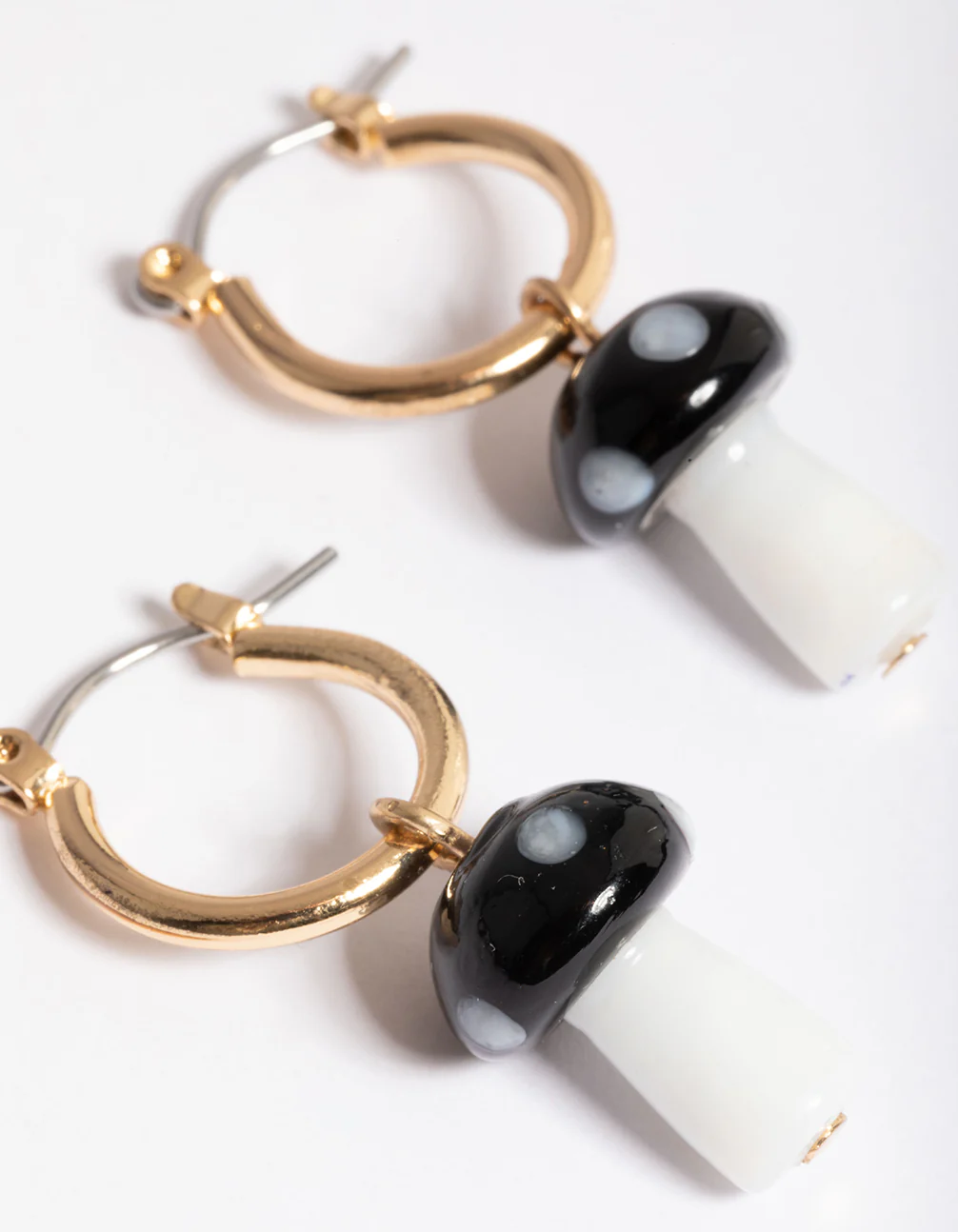 Black Small Mushroom Huggie Earrings - Image 2