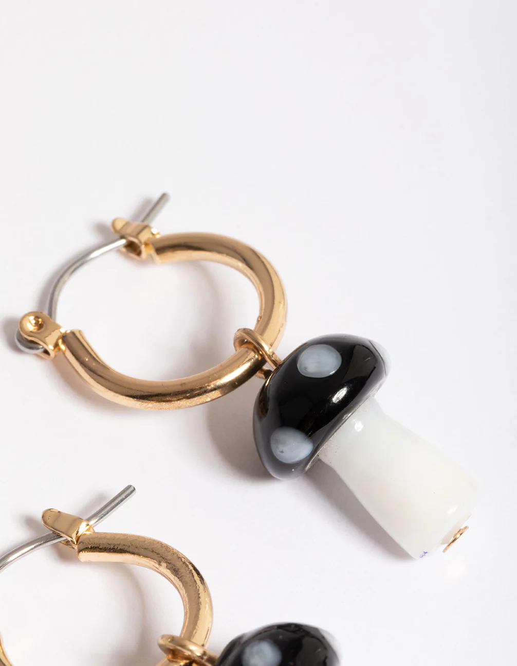 Black Small Mushroom Huggie Earrings - Image 3