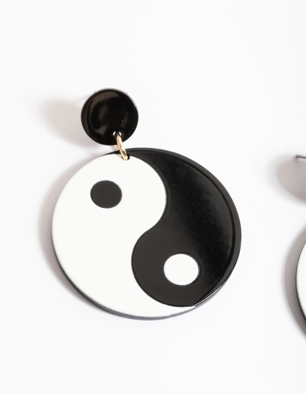 Gold Yin & Yang Statement Drop Earrings - Image 2