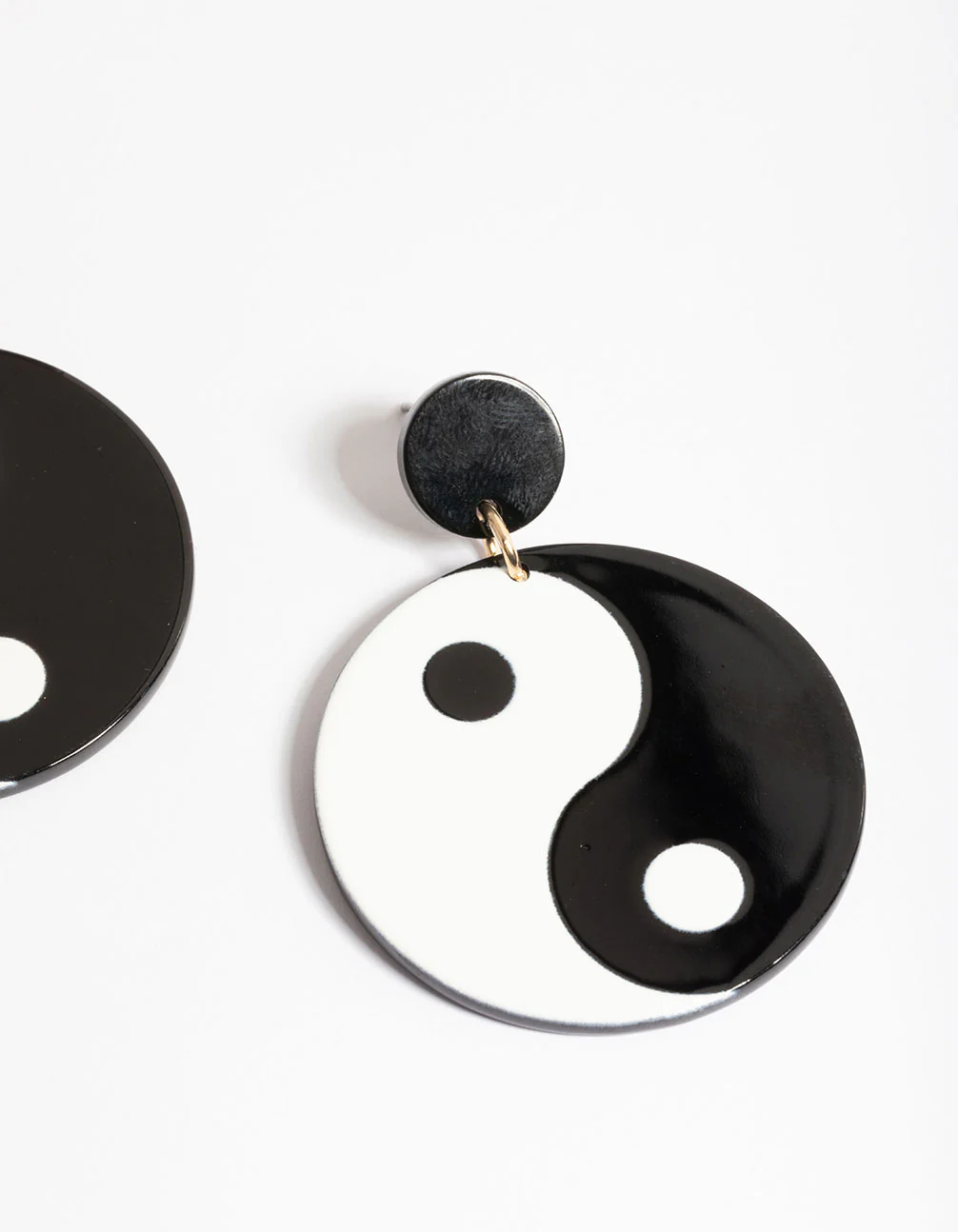Gold Yin & Yang Statement Drop Earrings - Image 3