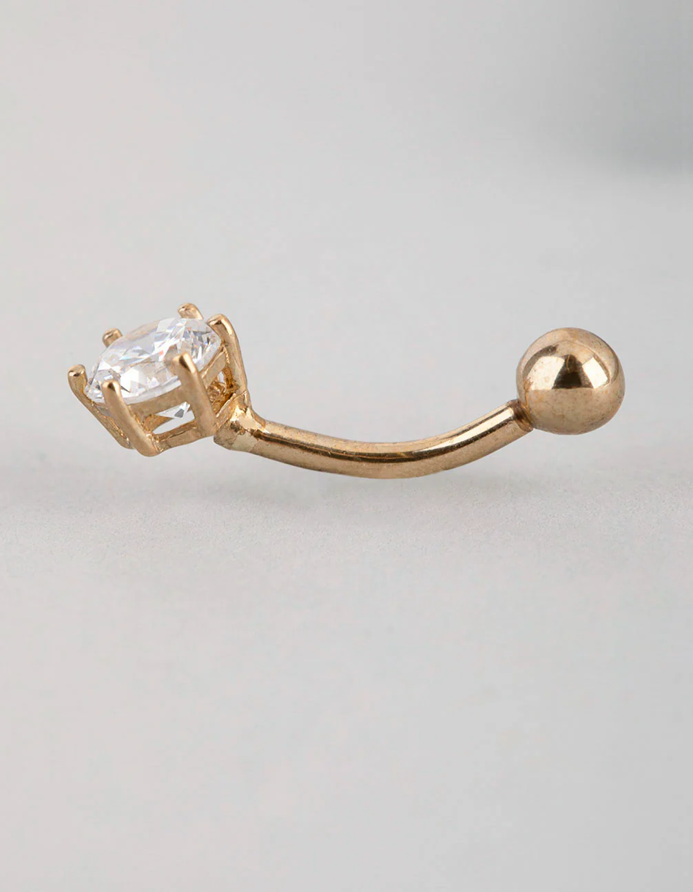 9ct Gold 6mm Cubic Zirconia Belly Ring - Image 2