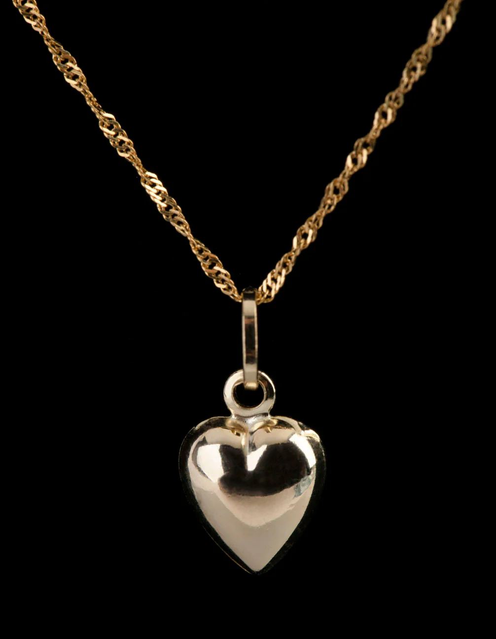 9ct Gold Puffed Heart Pendant Charm - Image 3