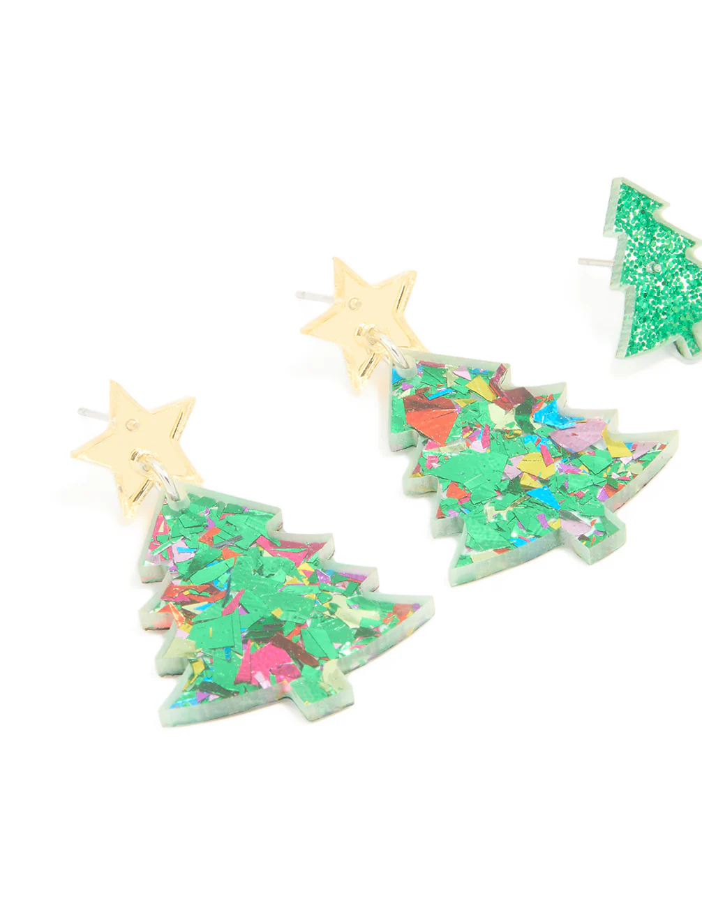 Acrylic Festive Tree Stud Earrings 2-Pack - Image 2