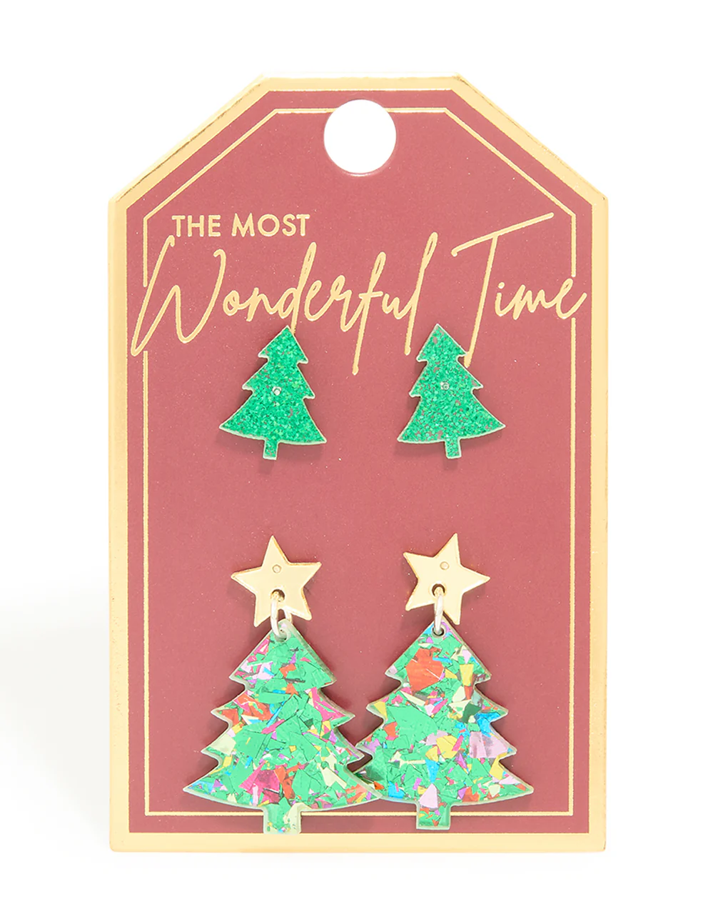 Acrylic Festive Tree Stud Earrings 2-Pack - Image 3