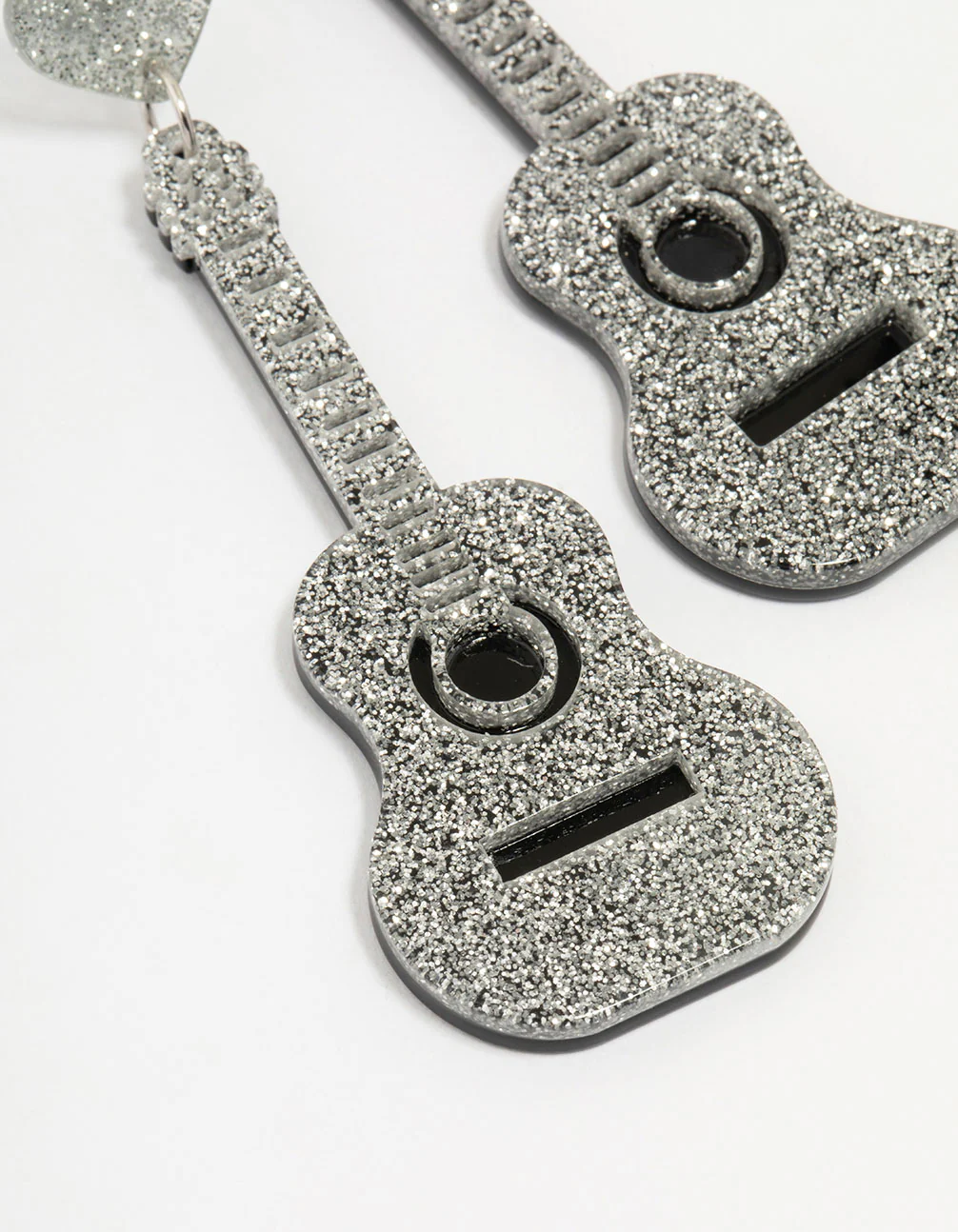 Acrylic Glitter Guitar Drop Earrings - Image 2