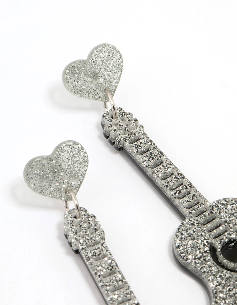 Acrylic Glitter Guitar Drop Earrings - Image 3
