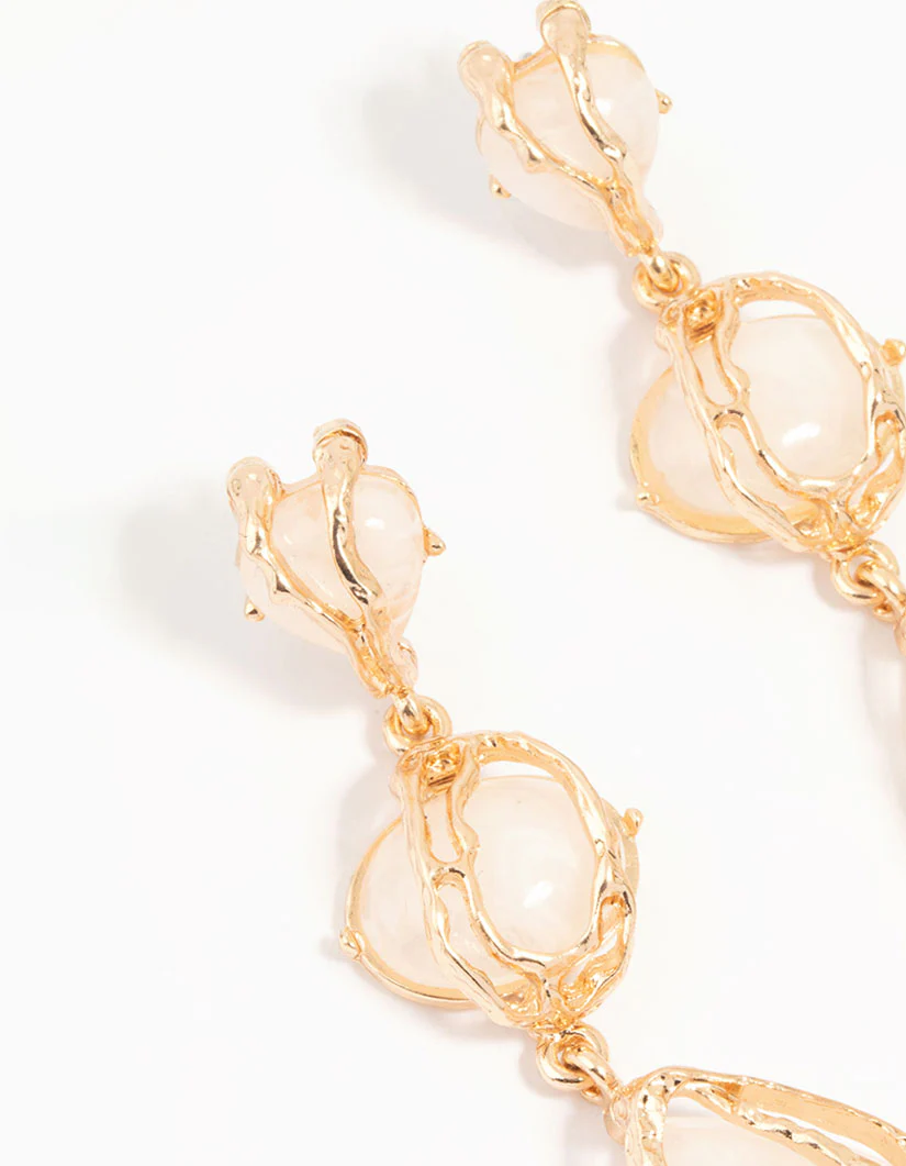 Acrylic Gold Wrapped Drop Earrings - Image 4