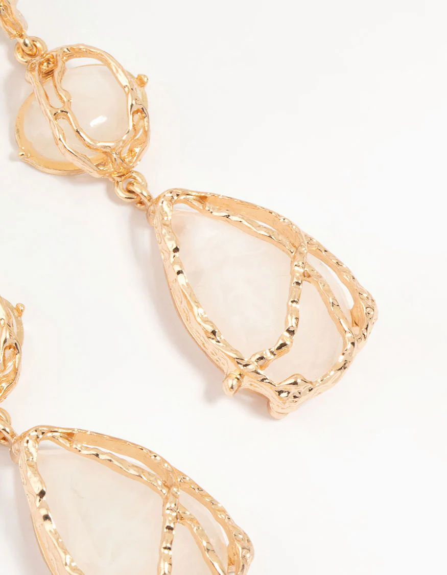 Acrylic Gold Wrapped Drop Earrings - Image 5
