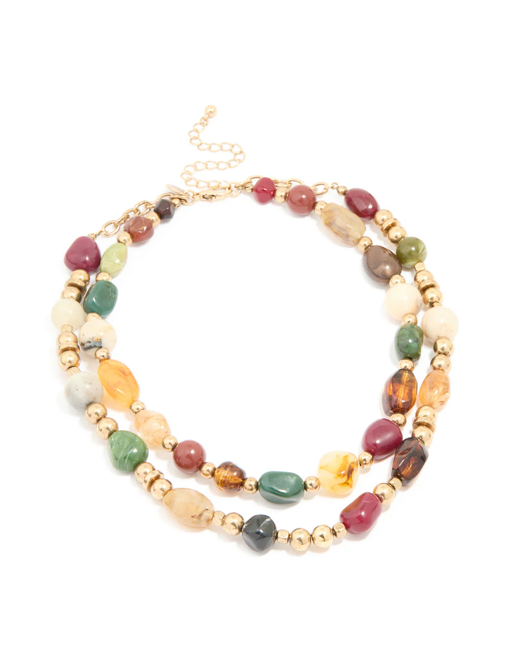 Acrylic Mixed Stone Beaded Double Row Necklace - Image 2