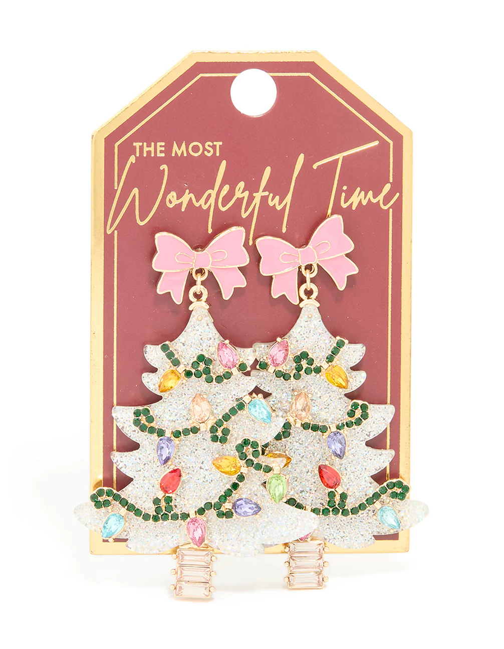 Acrylic Multicoloured Diamante Light Festive Tree Drop Earrings - Image 3