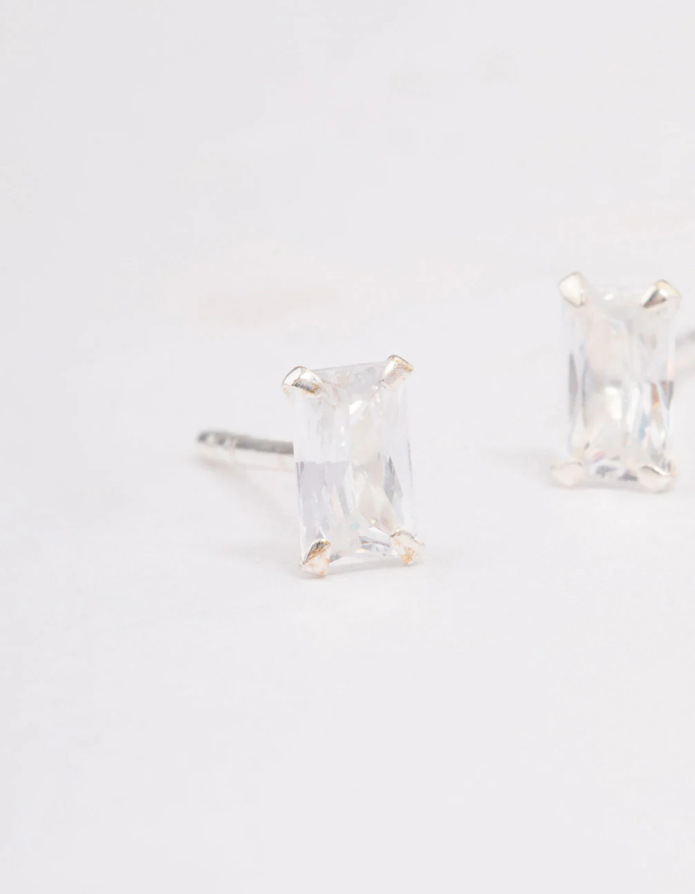 Sterling Silver Baguette Stud Earrings - Image 2