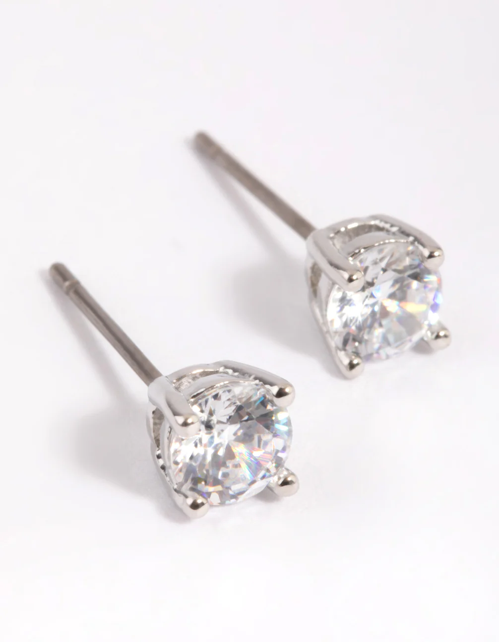 Silver Cubic Zirconia Stud Earrings - Image 4