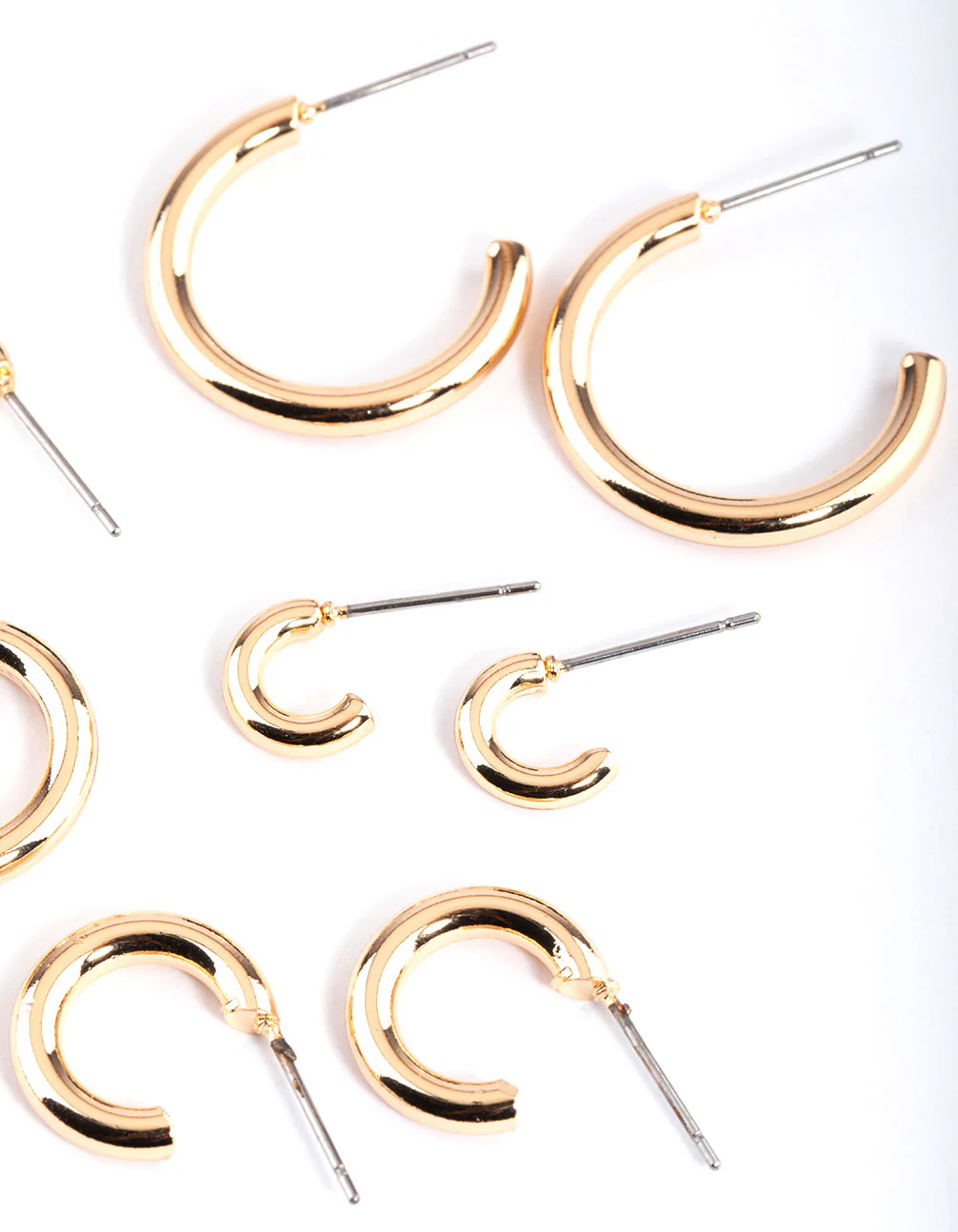 Gold Basic Round Hoop Earrings 4-Pack - Image 2