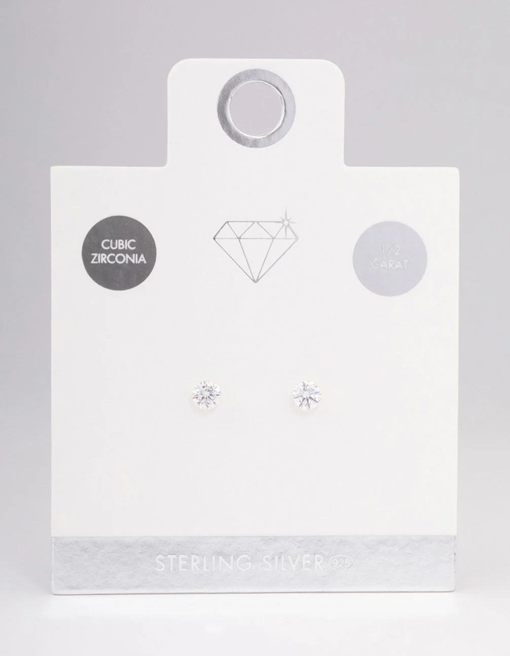 Sterling Silver Cubic Zirconia Stud Earrings - Image 3