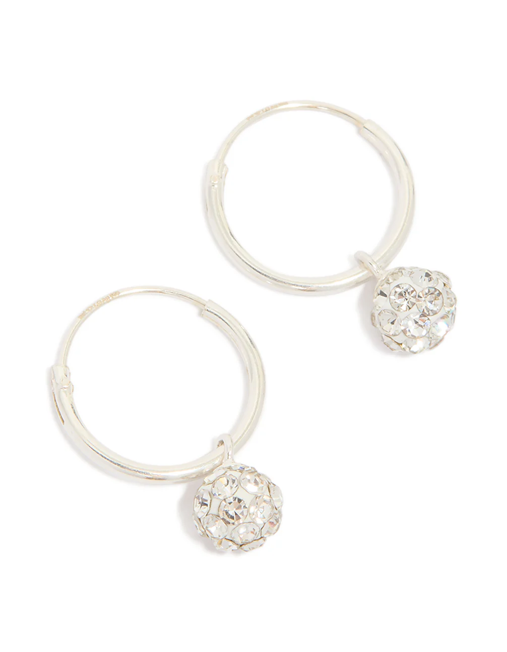 Sterling Silver Crystal Hoop Earrings 12mm - Image 2