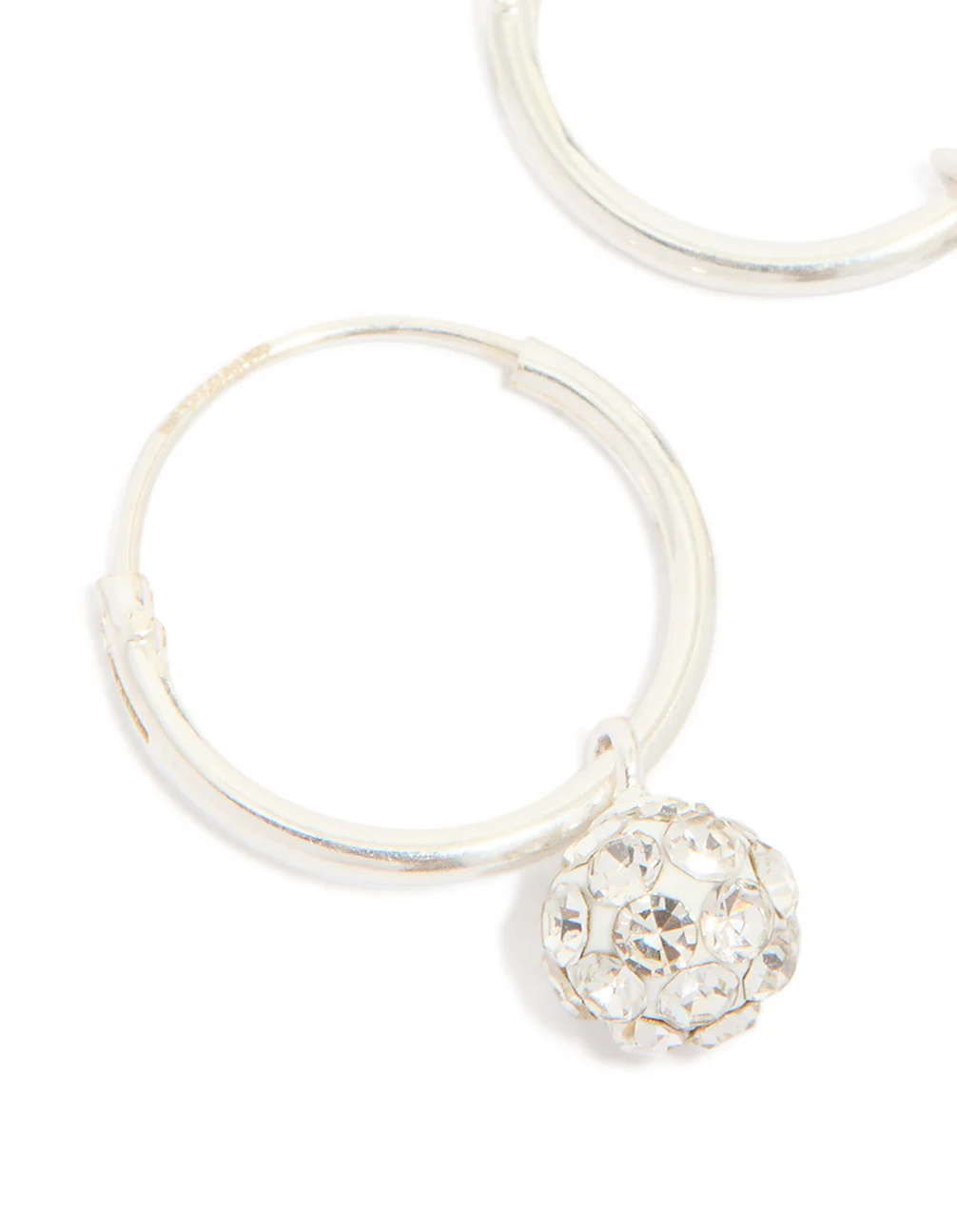Sterling Silver Crystal Hoop Earrings 12mm - Image 4