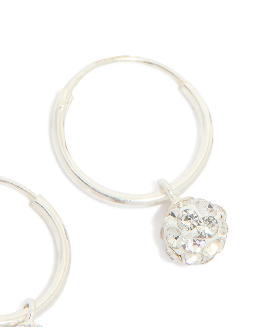 Sterling Silver Crystal Hoop Earrings 12mm - Image 5