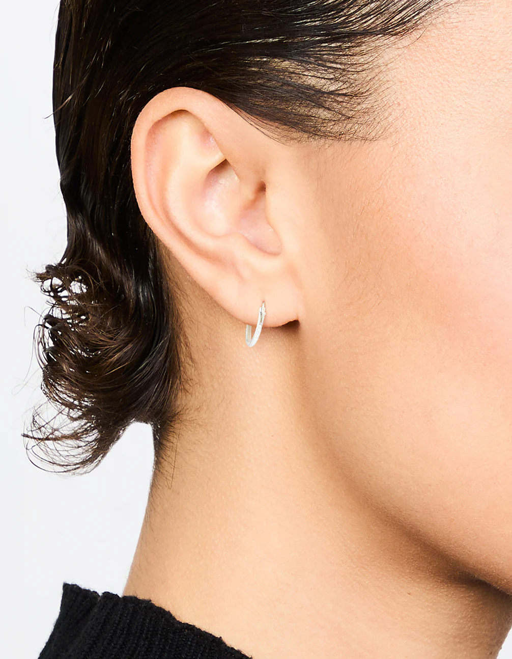 Sterling Silver Diamante Hoop Earrings 12mm - Image 2