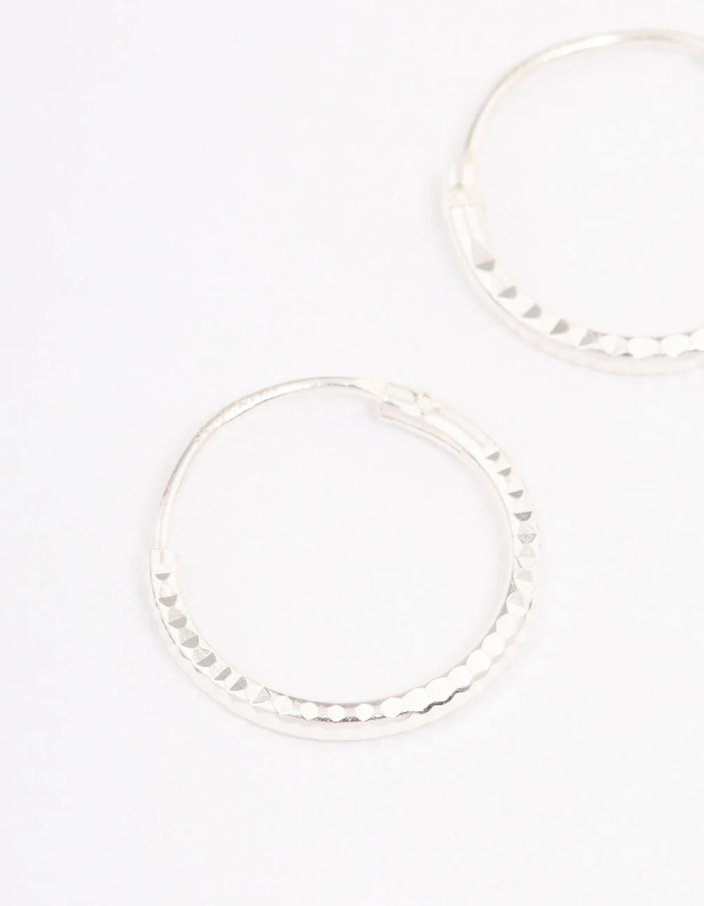 Sterling Silver Diamante Hoop Earrings 12mm - Image 4