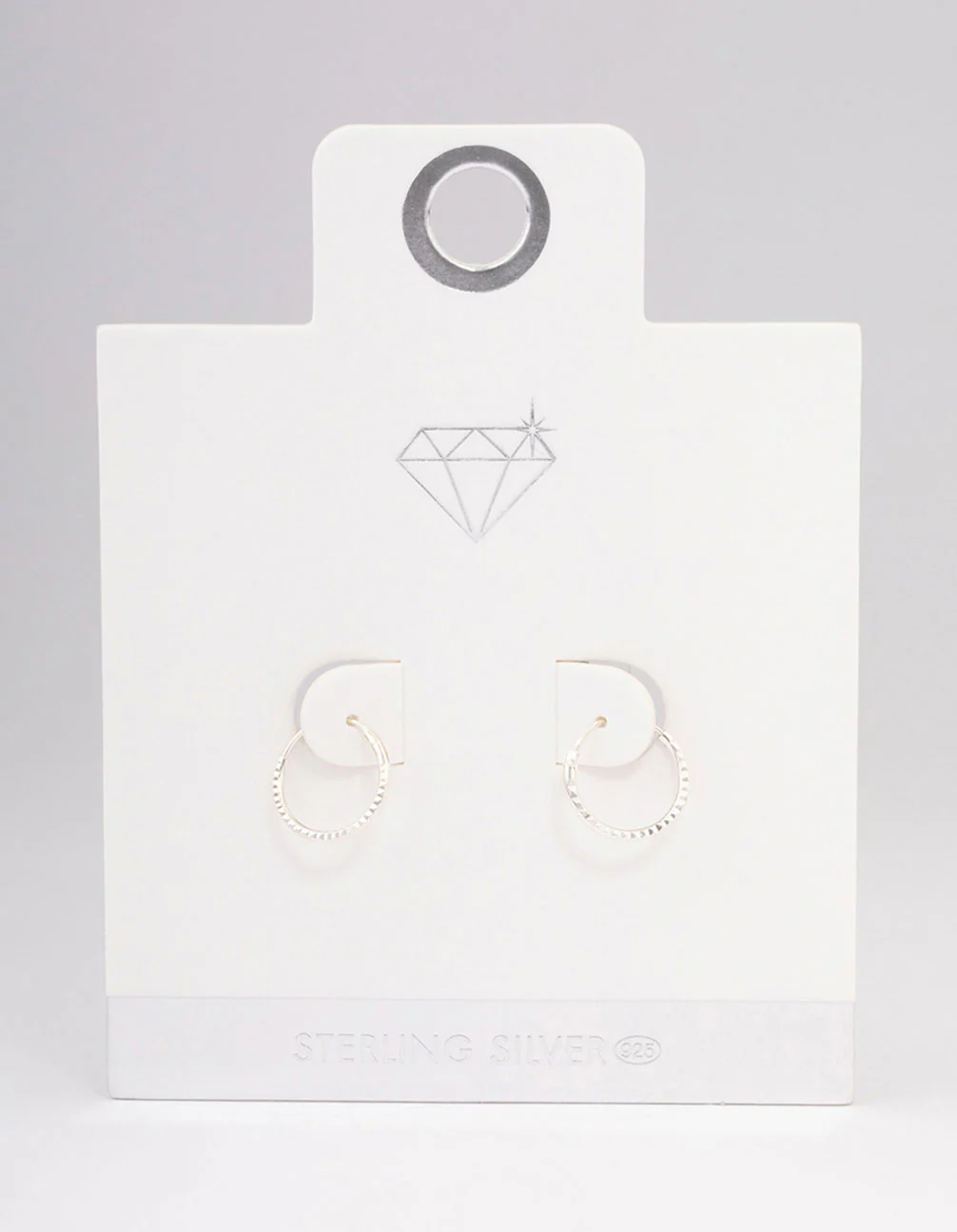 Sterling Silver Diamante Hoop Earrings 12mm - Image 5