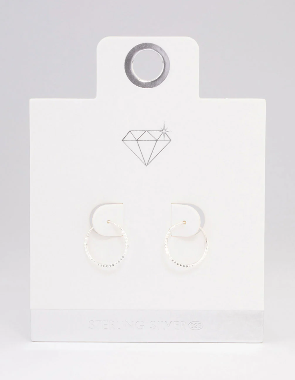 Sterling Silver Diamante Hoop Earrings - Image 3