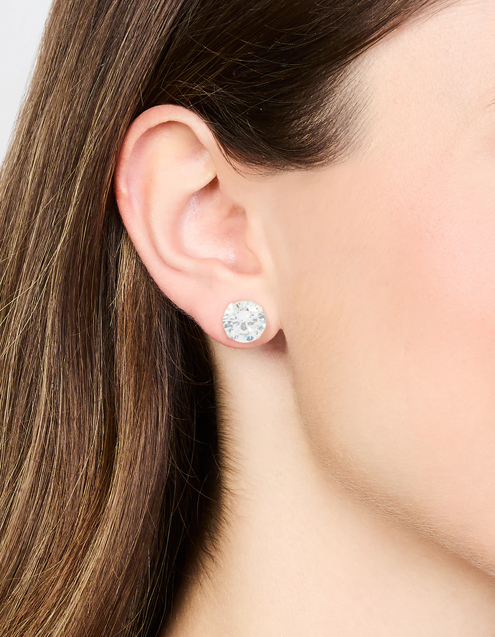 Sterling Silver Double Cubic Zirconia Stud Earrings - Image 2