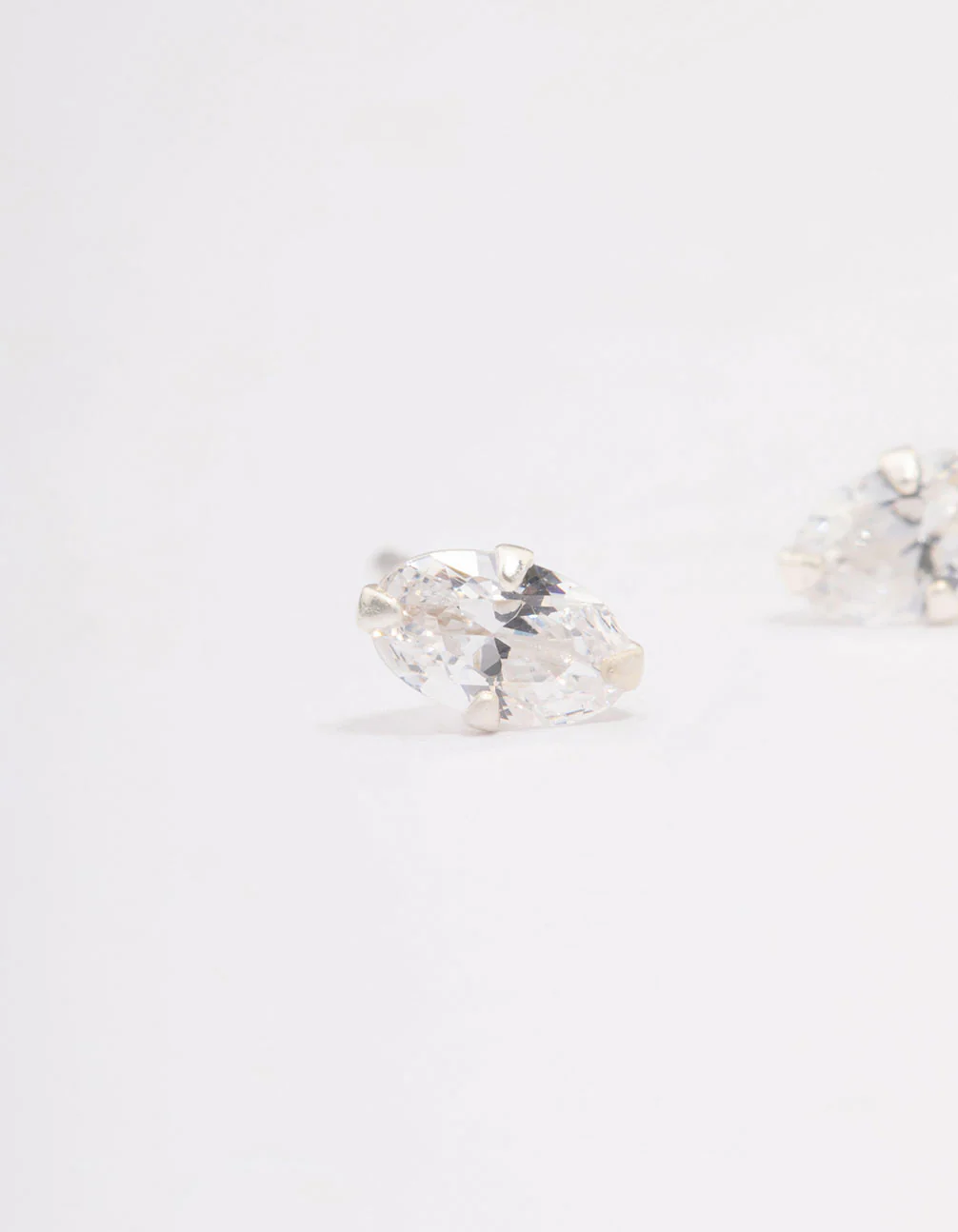 Sterling Silver Oval Cubic Zirconia Stud Earrings - Image 2