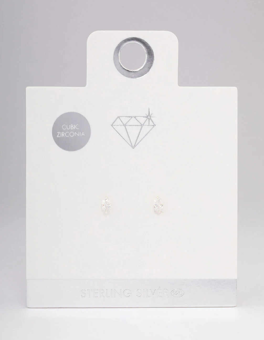 Sterling Silver Oval Cubic Zirconia Stud Earrings - Image 3
