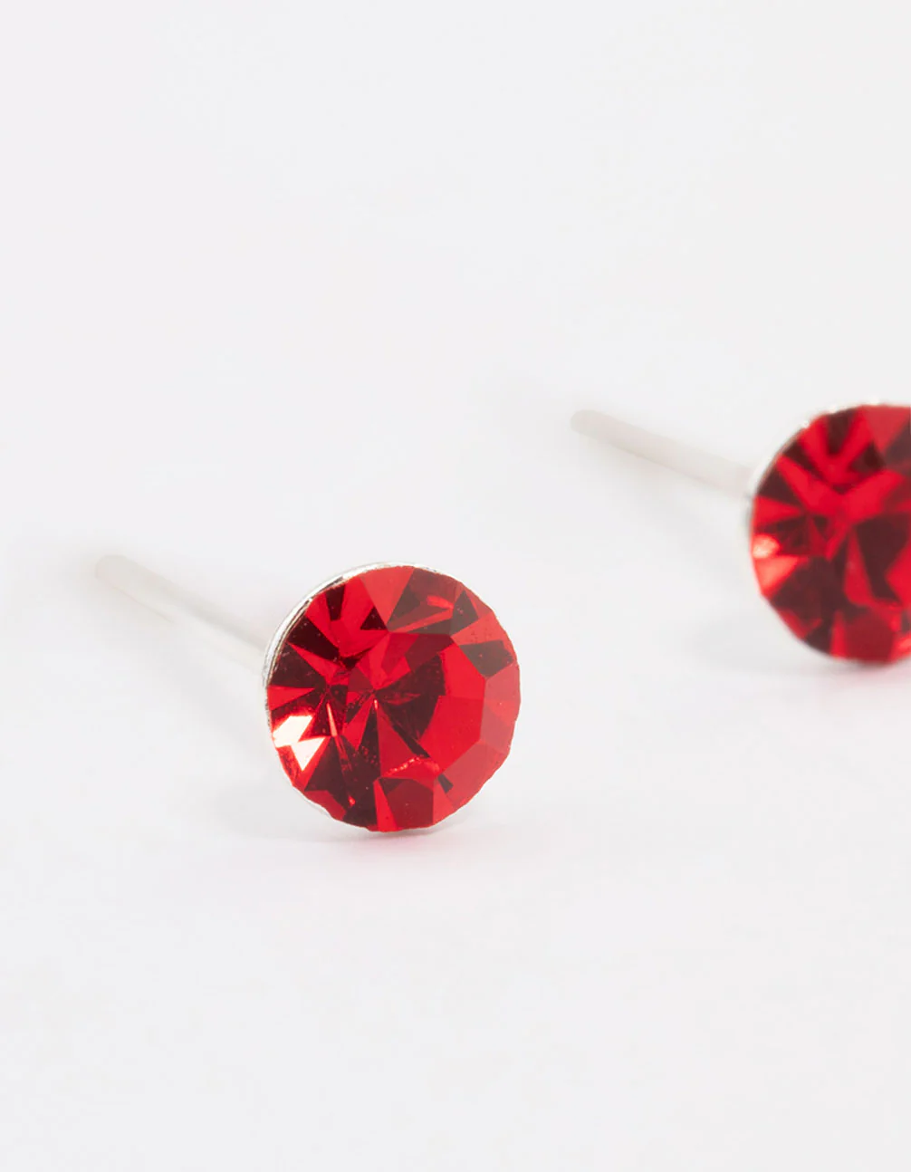 Sterling Silver Red Diamante Stud Earrings - Image 2